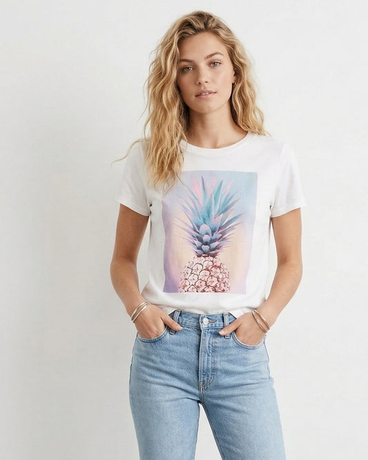 Old Navy white pineapple t-shirt | Size SMALL