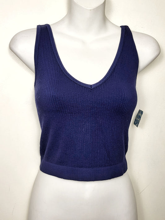 NEW - Intimately Free People navy ribbed cropped top | Size XS