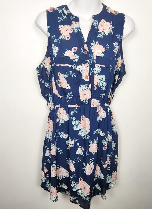 Ardene blue floral print sleeveless dress| Size LARGE