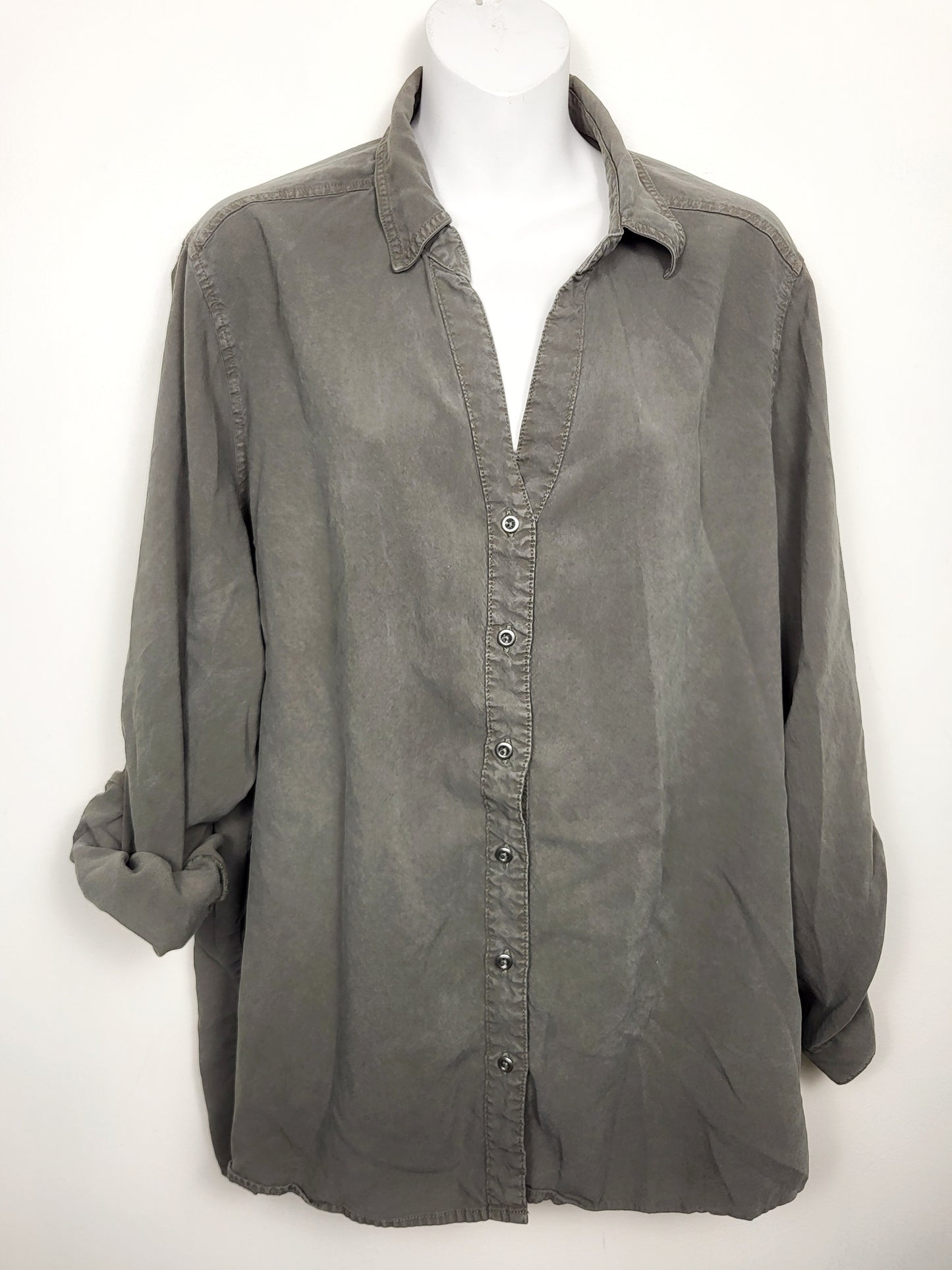 Workshop Republic green Lyocell top (more olive green than looks in photo) | Size 1X