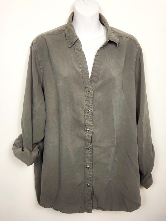 Workshop Republic green Lyocell top (more olive green than looks in photo) | Size 1X