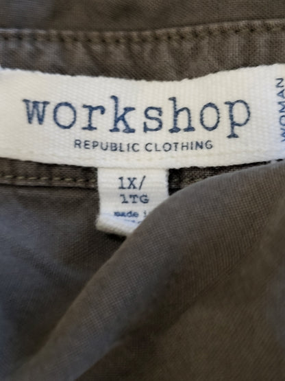 Workshop Republic green Lyocell top (more olive green than looks in photo) | Size 1X