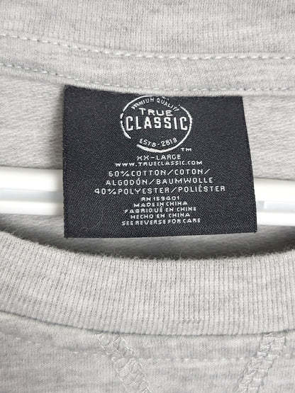 True Classic grey long sleeved lightweight crewneck | Size 2XL