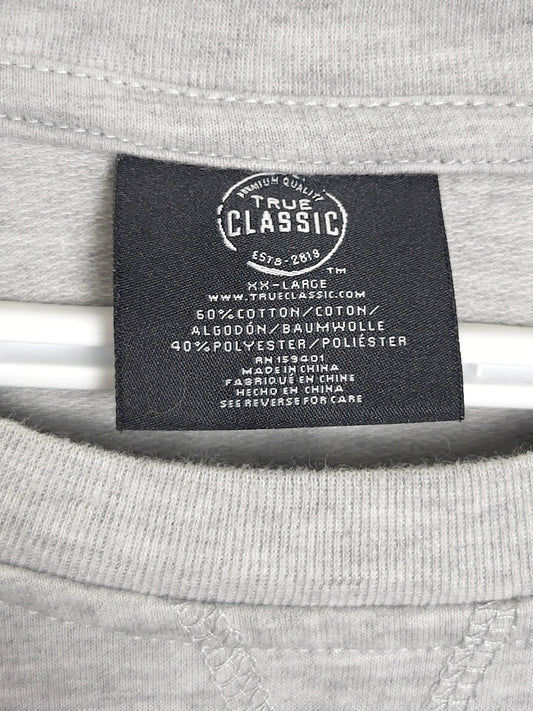 True Classic grey long sleeved lightweight crewneck | Size 2XL