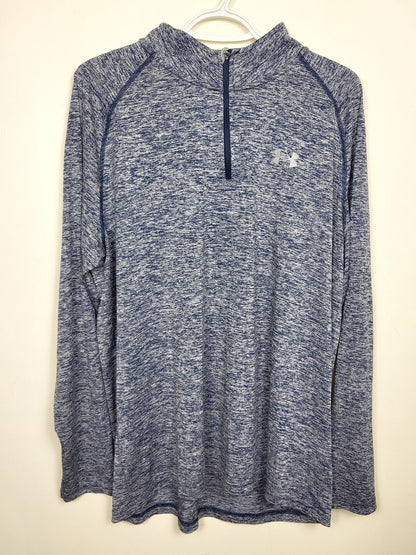 Under Armour blue marled 3/4 zip heatgear shirt | Size XL