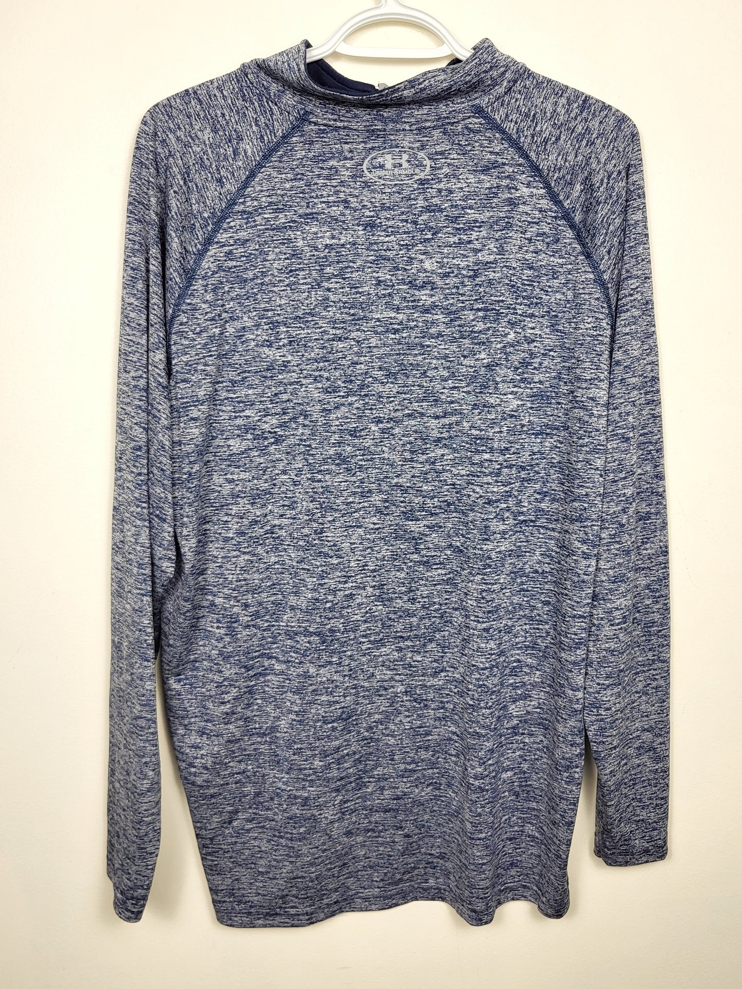 Under Armour blue marled 3/4 zip heatgear shirt | Size XL