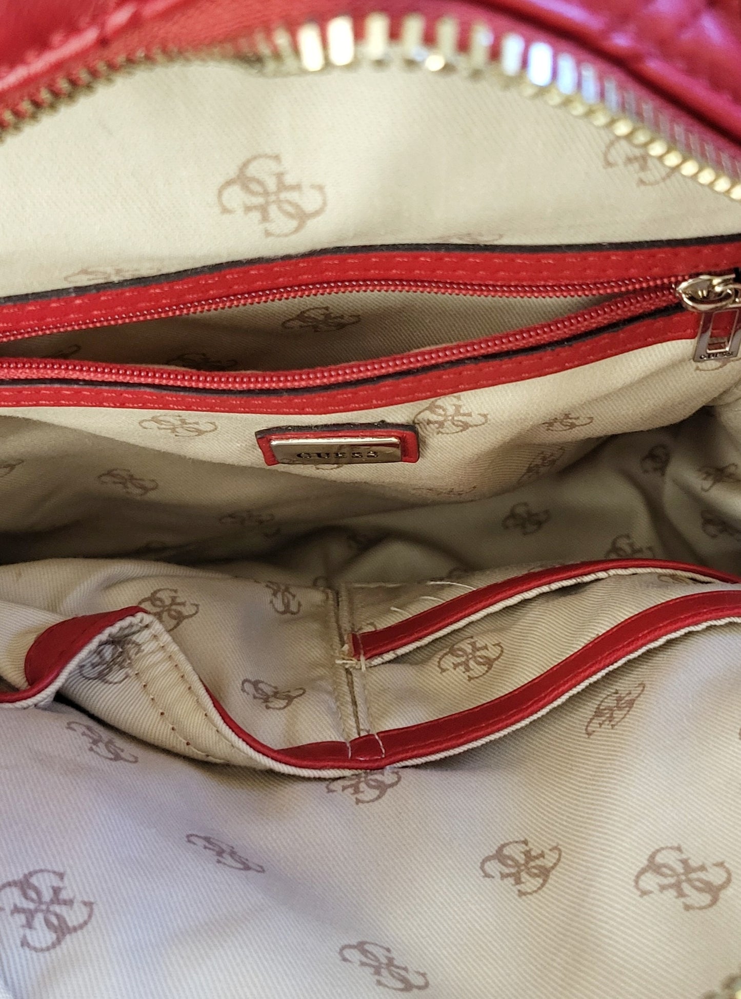 Guess red quilted "Lolli" mini backpack