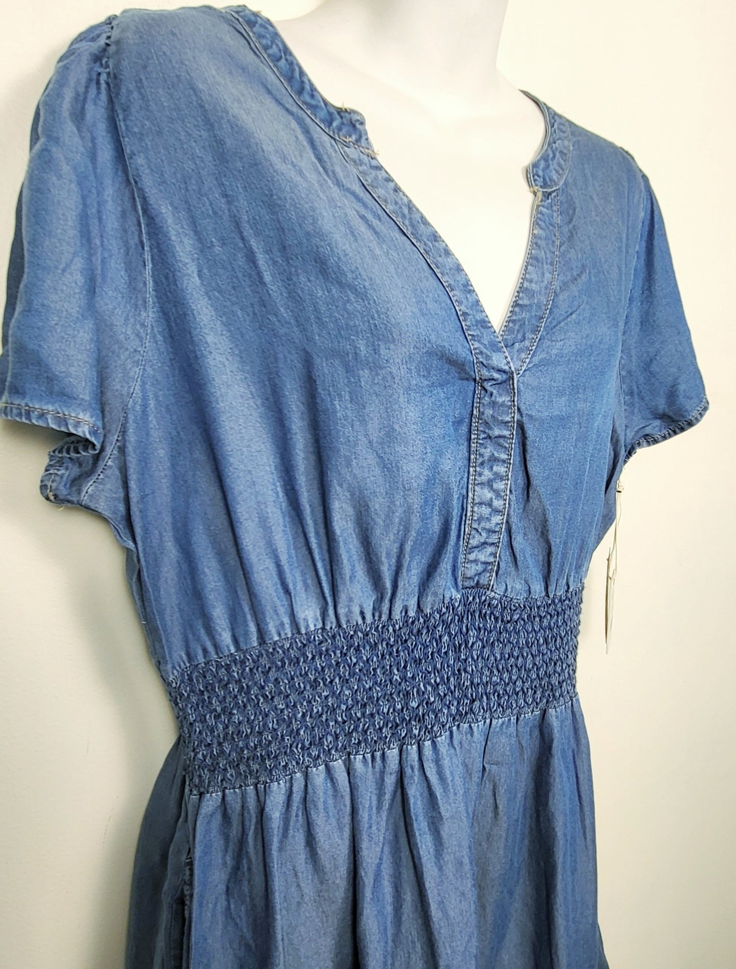 NEW - Devoted smocked denim look Tencel dress | Size XL