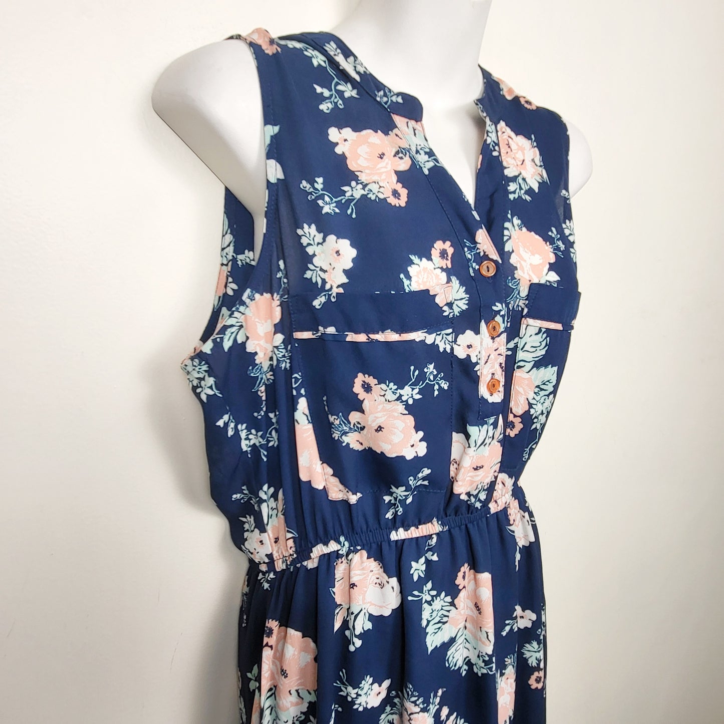 Ardene blue floral print sleeveless dress| Size LARGE