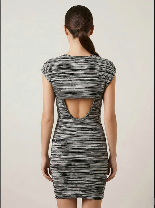 Dynamite grey marled knit dress with back cut-out | Size LARGE