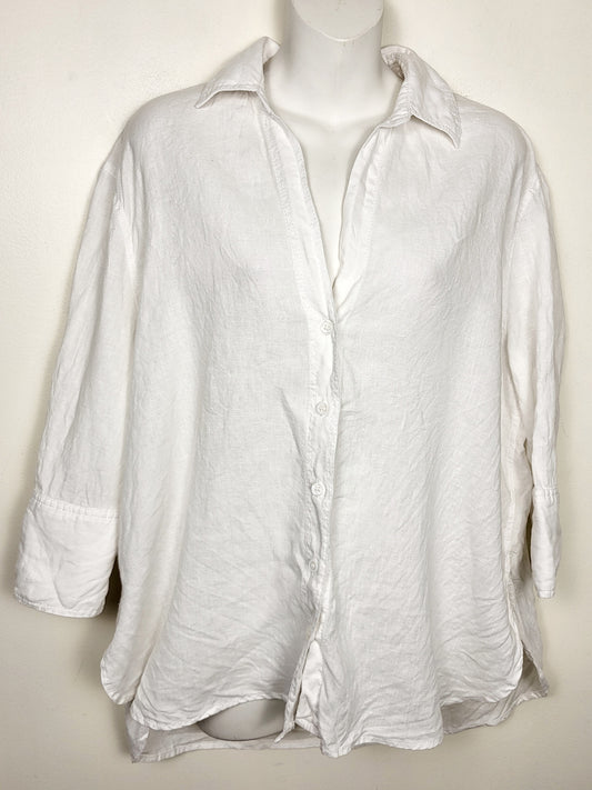 Zara white loose fit linen top | Size small