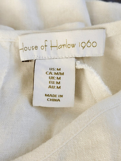House of Harlow 1960 white loose fit embroidered linen top | Size MEDIUM