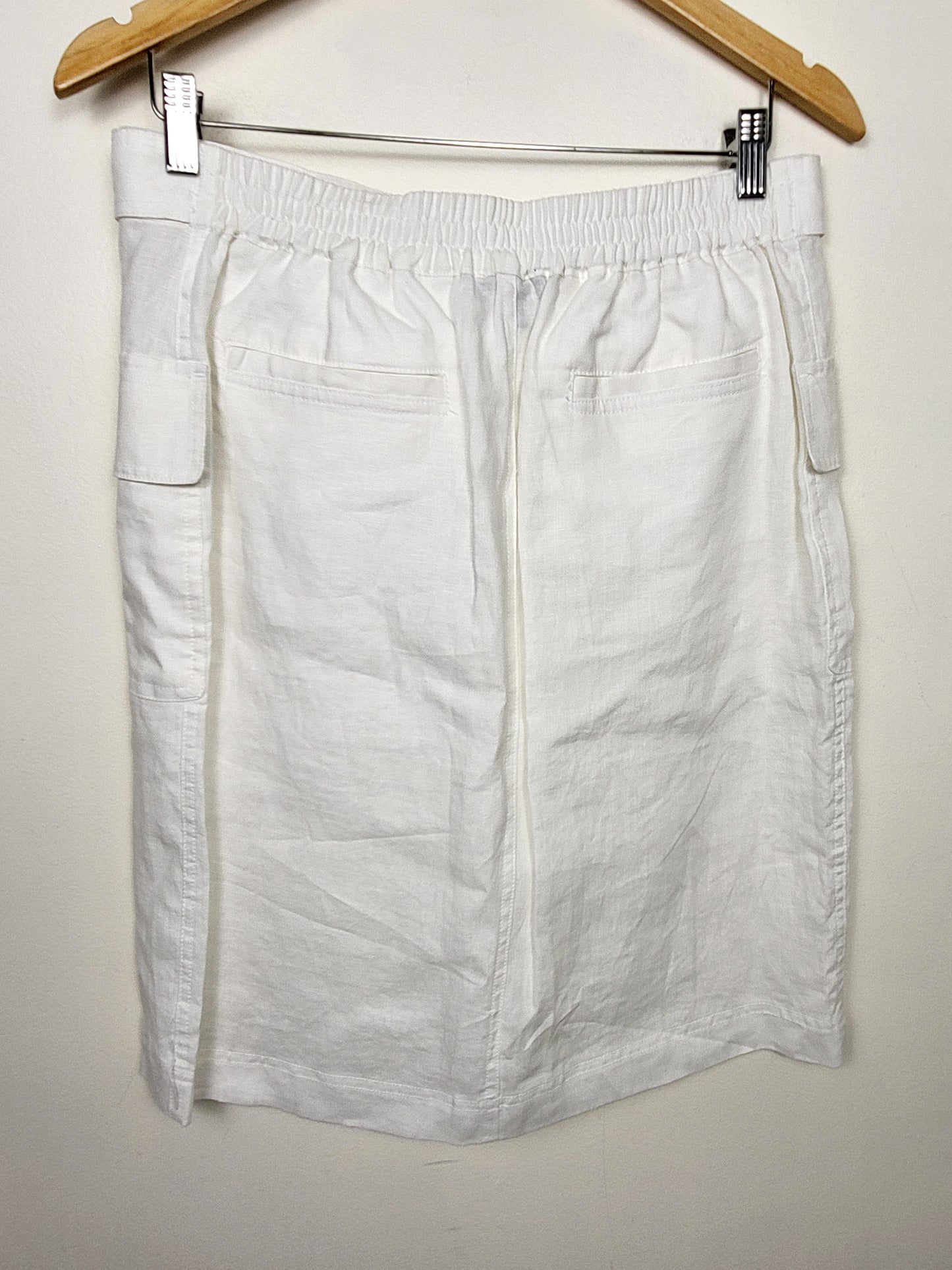 Lord and Taylor white 100%  linen wrap style utility pencil skirt | Size 6