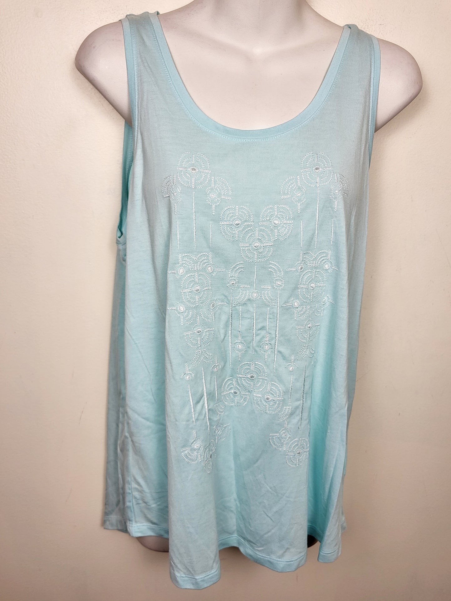 NEW - Old Navy blue embroidered sleeveless rayon top | Size MEDIUM