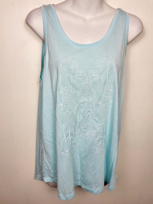 NEW - Old Navy blue embroidered sleeveless rayon top | Size MEDIUM