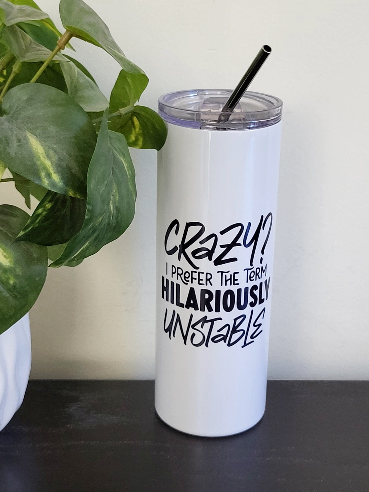 20 oz. skinny stainless steel tumbler with straw
