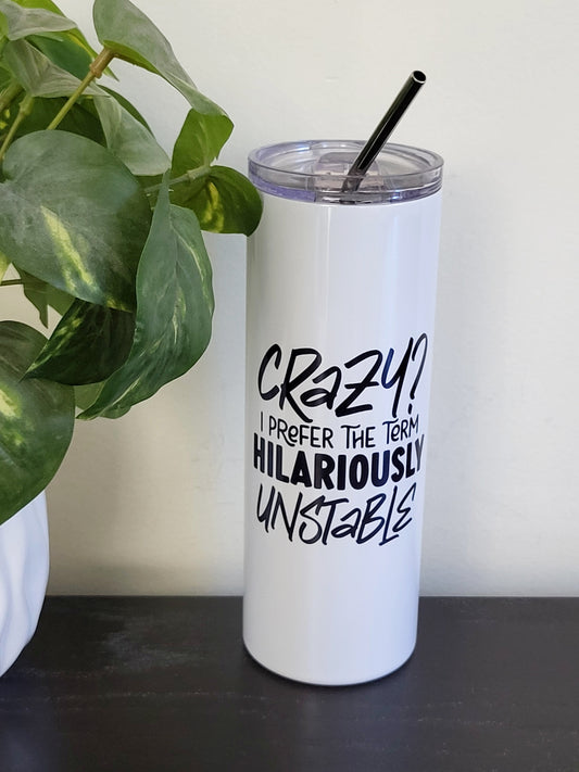 20 oz. skinny stainless steel tumbler with straw