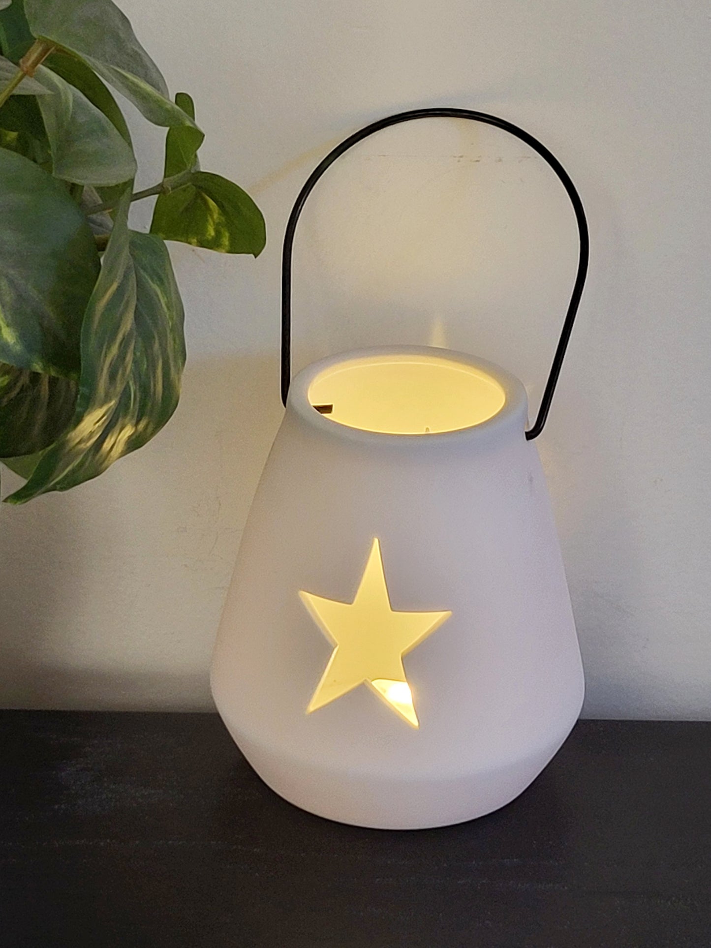 Tea light candle holder with star cut-out (sorry, no shipping)