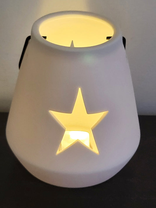 Tea light candle holder with star cut-out (sorry, no shipping)