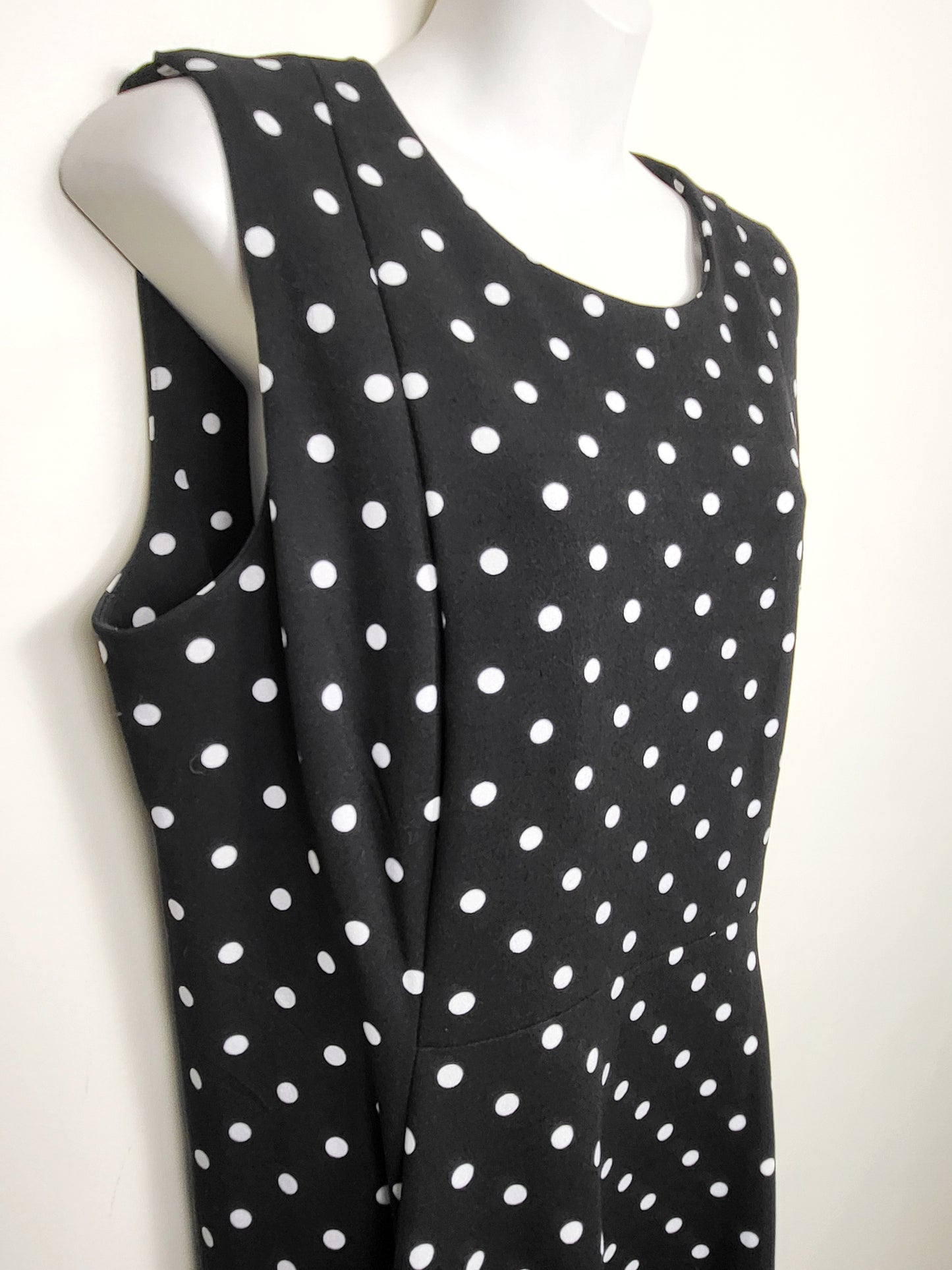 Calvin Klein black polka dot sleeveless fit n flare dress | Size 14
