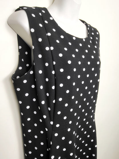 Calvin Klein black polka dot sleeveless fit n flare dress | Size 14