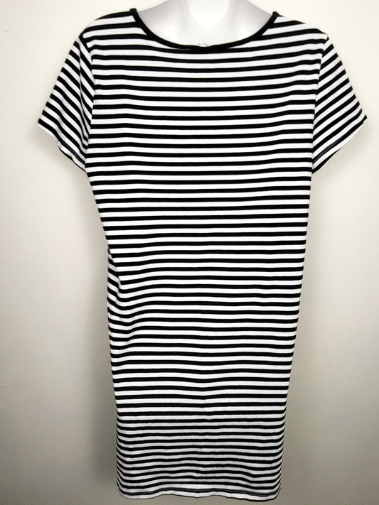 La Vie en Rose Aqua black striped t-shirt dress \ cover-up | Size MEDIUM