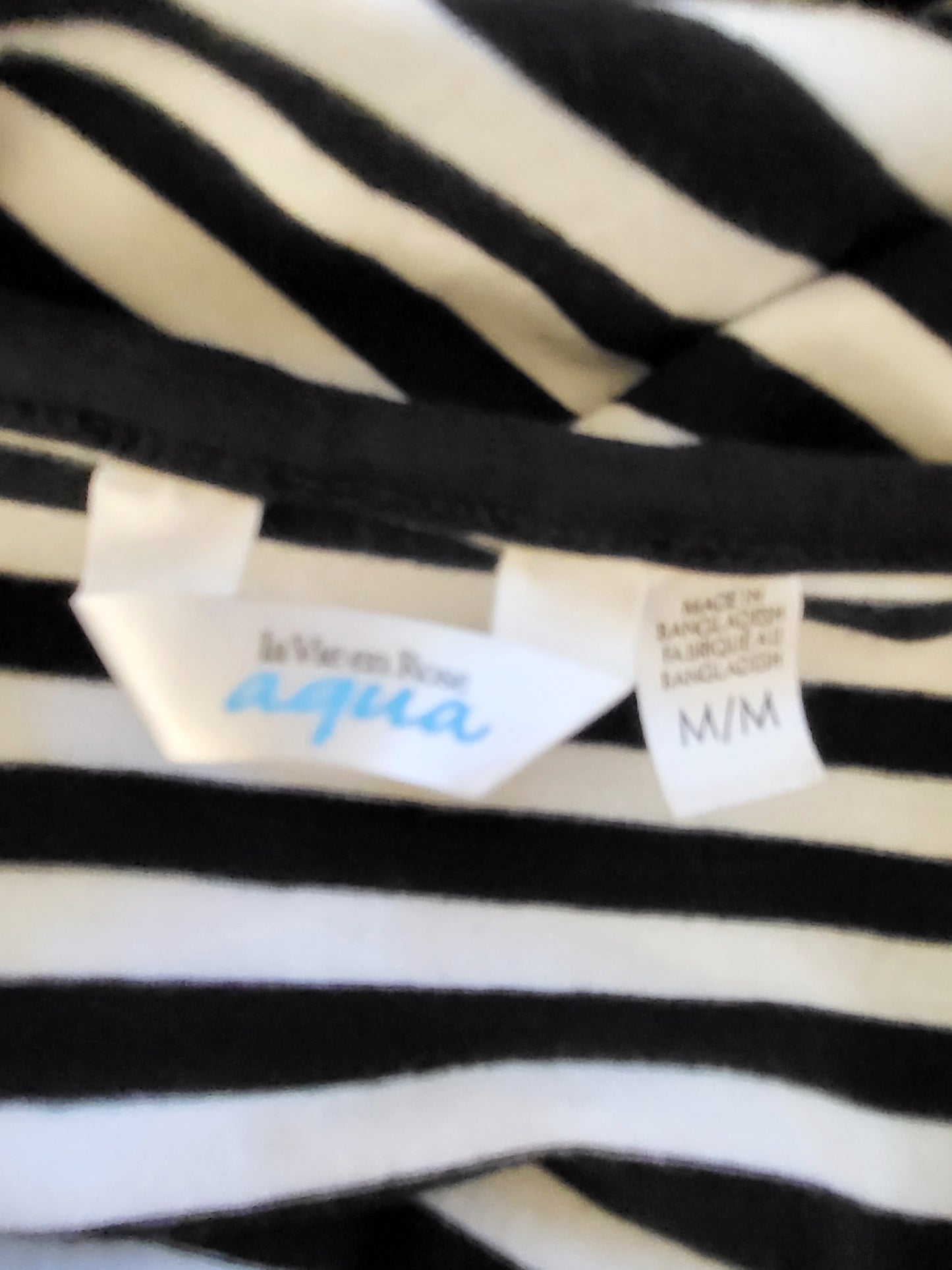 La Vie en Rose Aqua black striped t-shirt dress \ cover-up | Size MEDIUM