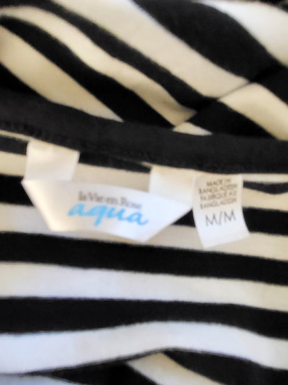 La Vie en Rose Aqua black striped t-shirt dress \ cover-up | Size MEDIUM
