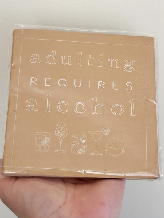 NEW -  Mudpie "Adulting Requires Alcohol" cocktail napkins