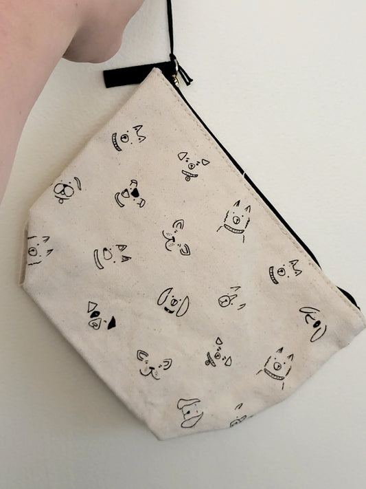 NEW - Indigo canvas pouch with dogs