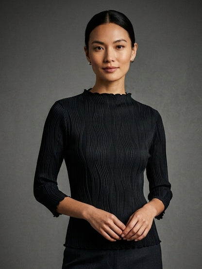 Many Thanks black textured top | Size MEDIUM