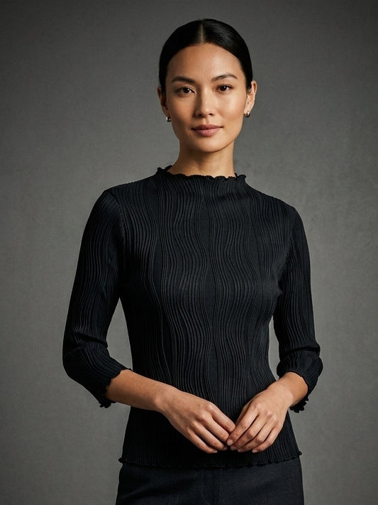 Many Thanks black textured top | Size MEDIUM