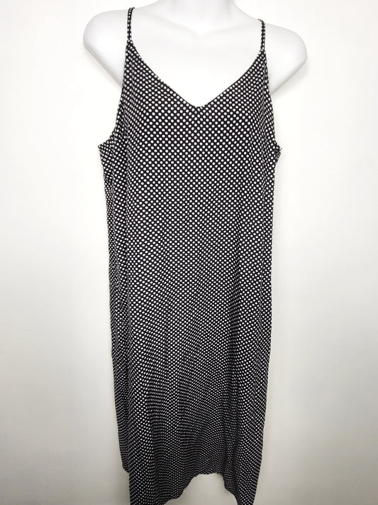 Brixton black and white polka dot sleeveless viscose slip style dress | Size MEDIUM