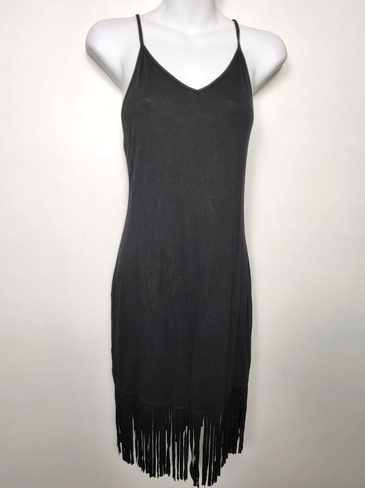 Bear Dance black sleeveless fringe dress | Size MEDIUM