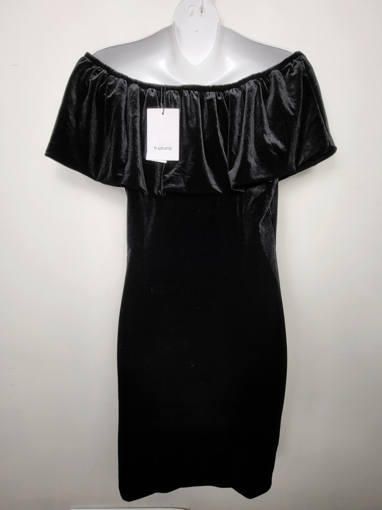 NEW - b. Young black velvet off the shoulder "Lavish" dress | Size MEDIUM