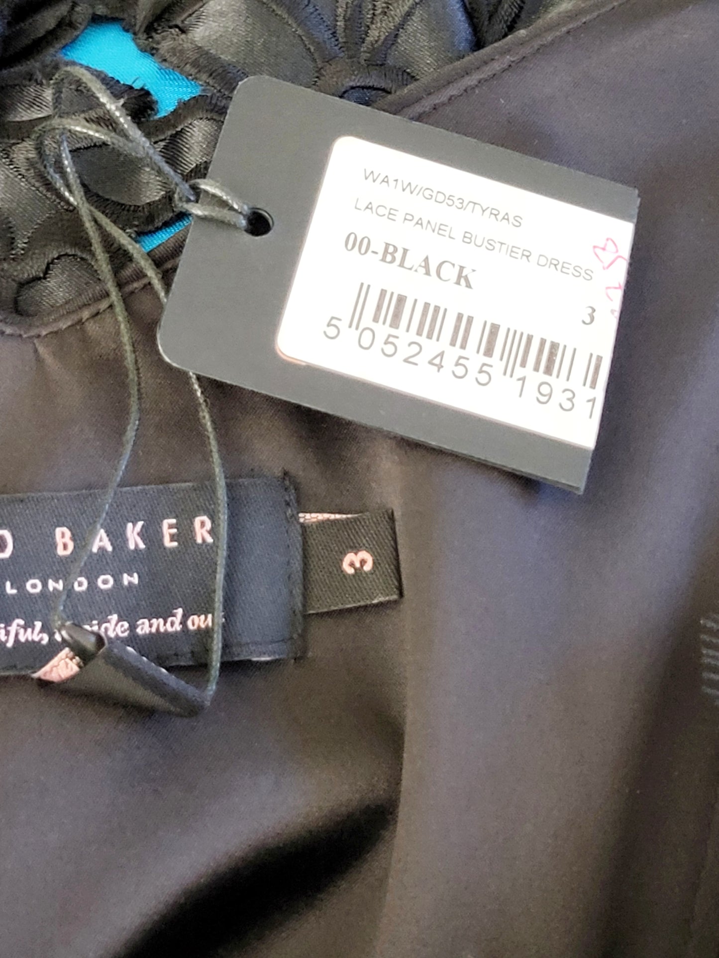 NEW - Ted Baker black lace panel bustier dress | Size 3 (US size 8-10)