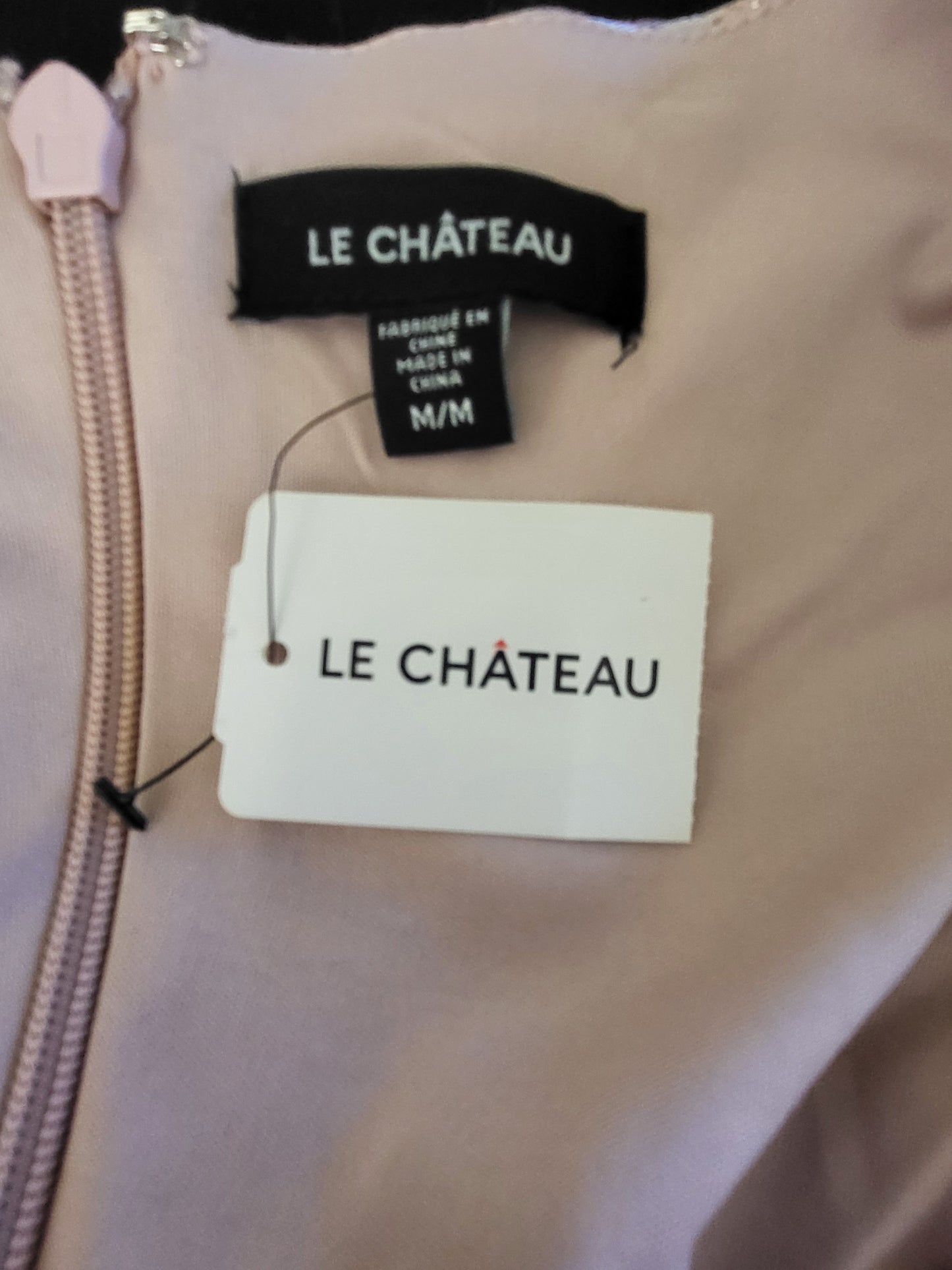 NEW - Le Chateau jacquard floral print A-line dress with pink and rose gold | Size MEDIUM
