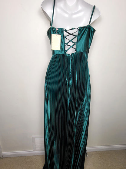NEW - Eva and Lola emerald green floor length pleated gown | Size MEDIUM