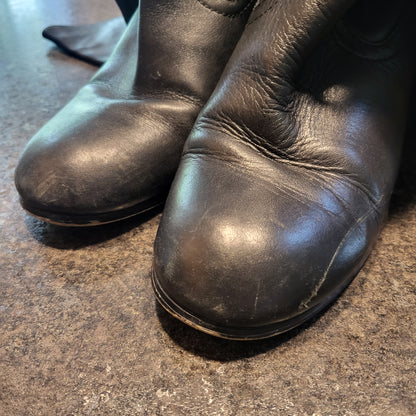 JJSS - Roberta Vianni tall black block heel leather boots. Size 8.5M