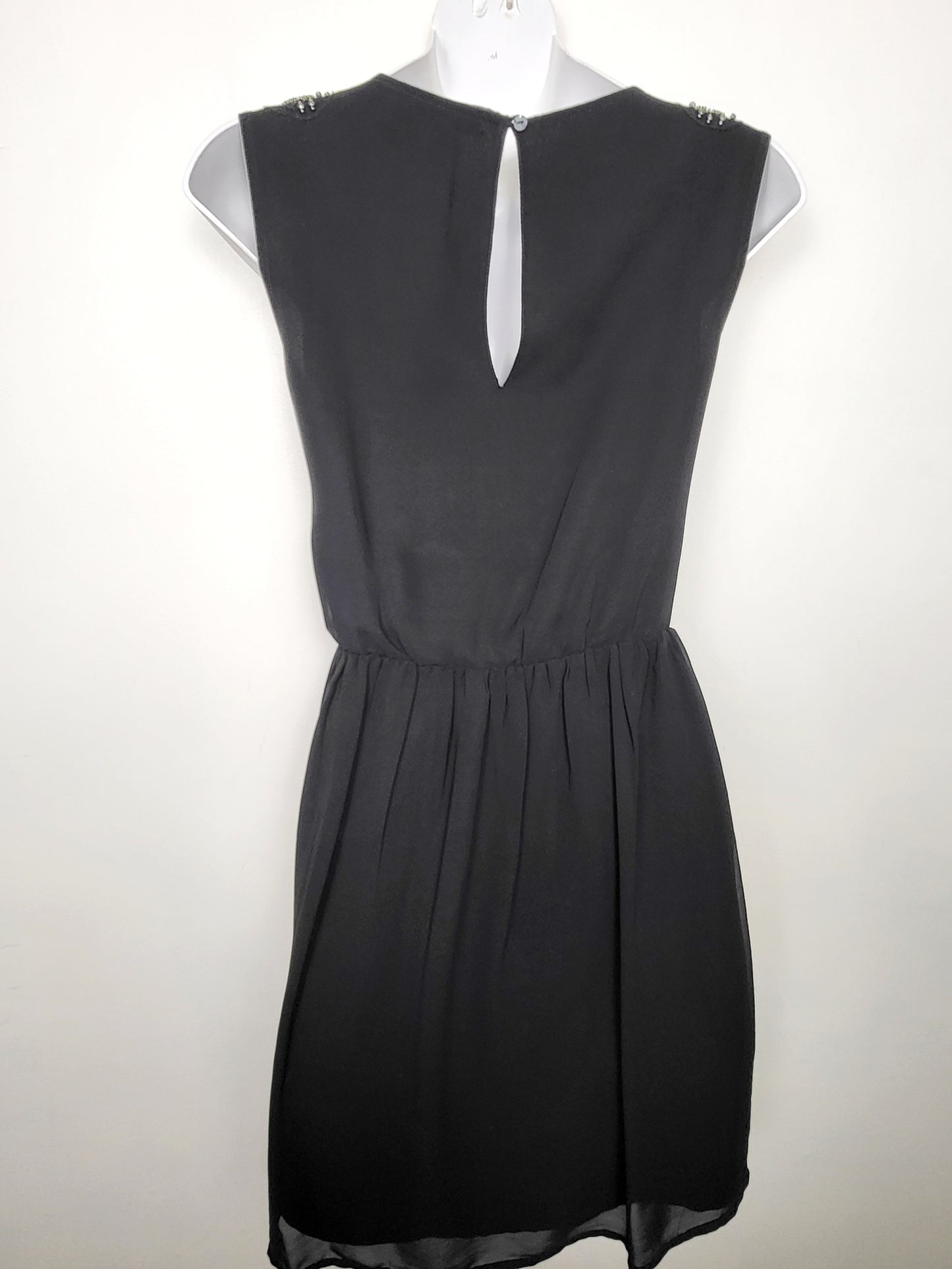 Zara Trafaluc Black Dress with Rhinestone Shoulder | Size XS