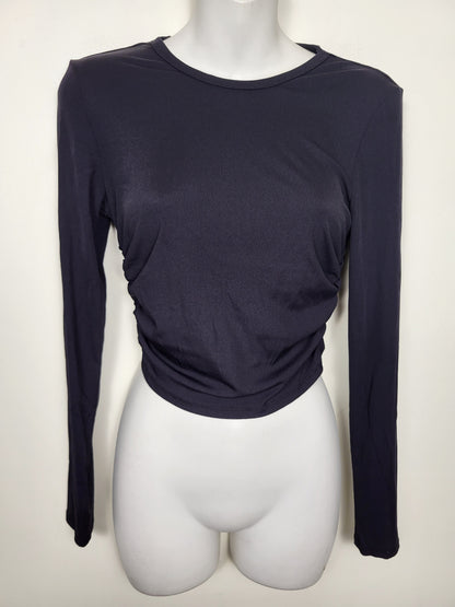 Refuge black ribbed ruched crop top | Size SMALL