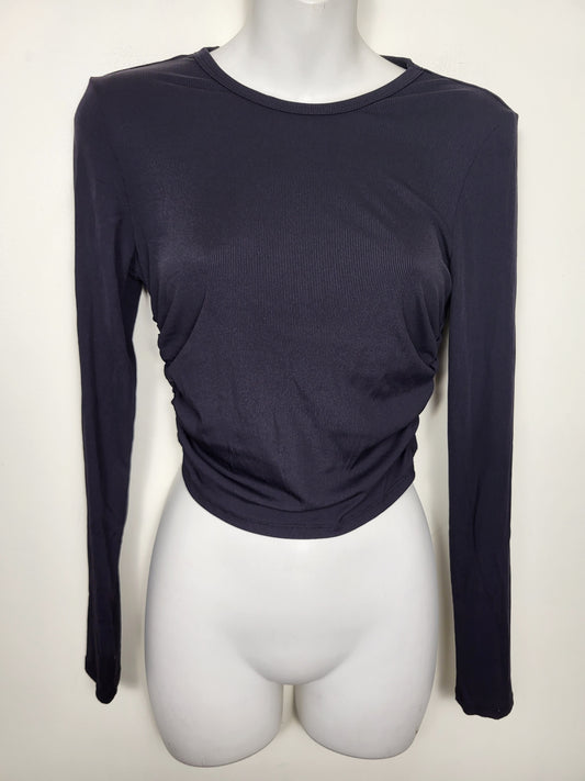Refuge black ribbed ruched crop top | Size SMALL