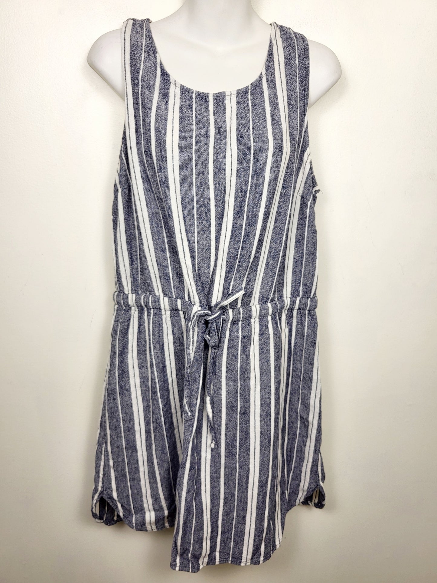 Old Navy blue striped sleeveless dress with cinch waist | Size large