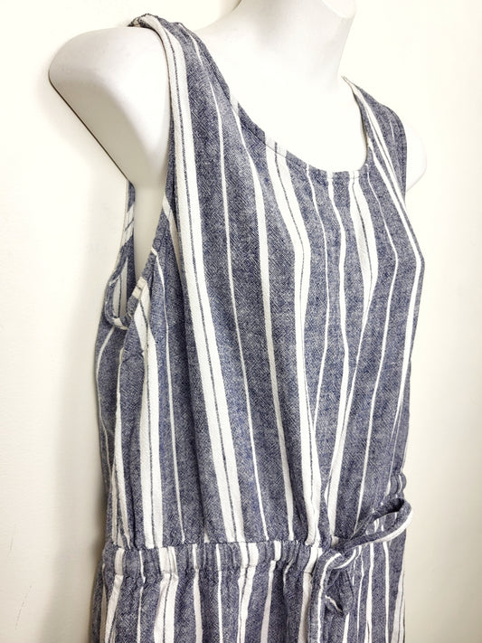 Old Navy blue striped sleeveless dress with cinch waist | Size large