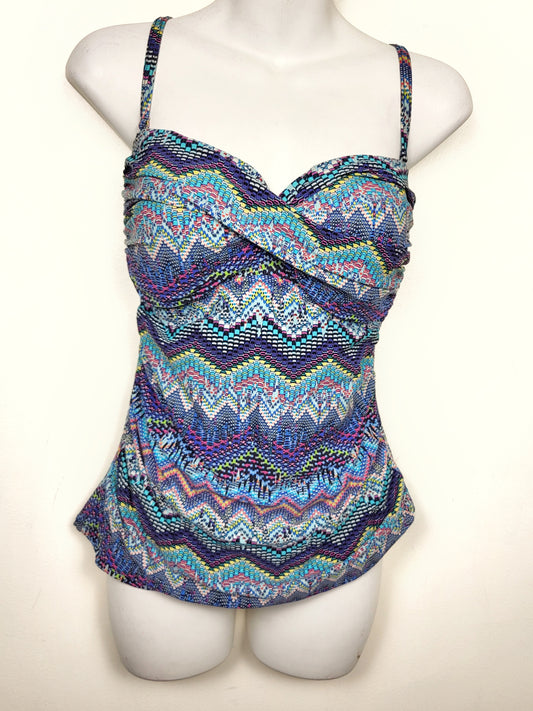 Profile by Gottex bandeau tankini top in zig zag pattern | Size 12