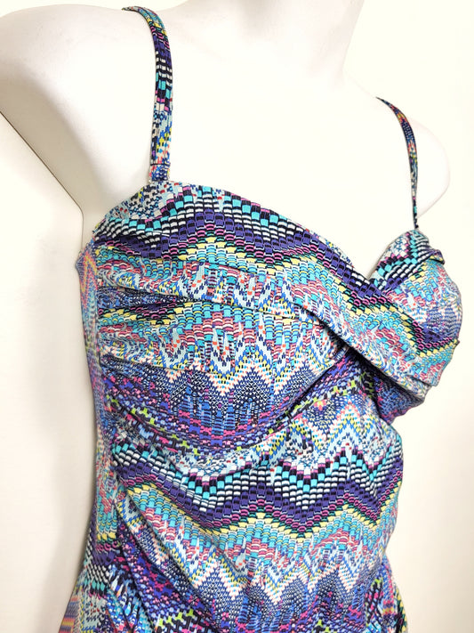 Profile by Gottex bandeau tankini top in zig zag pattern | Size 12