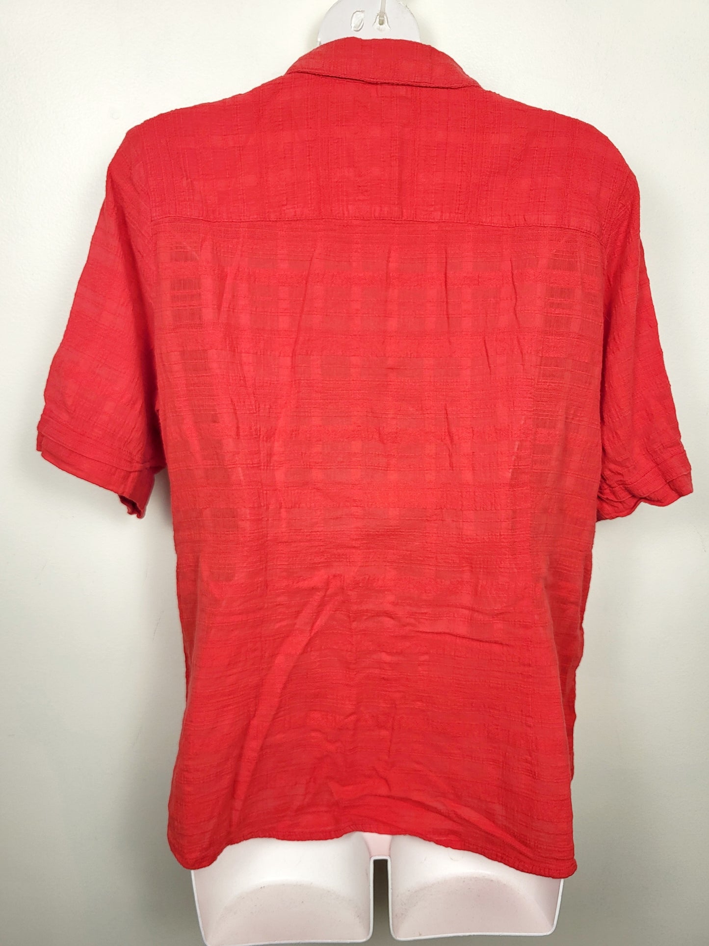 Allison Daley coral-red textured button down blouse | Size 12