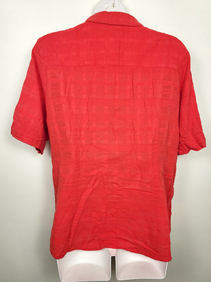 Allison Daley coral-red textured button down blouse | Size 12