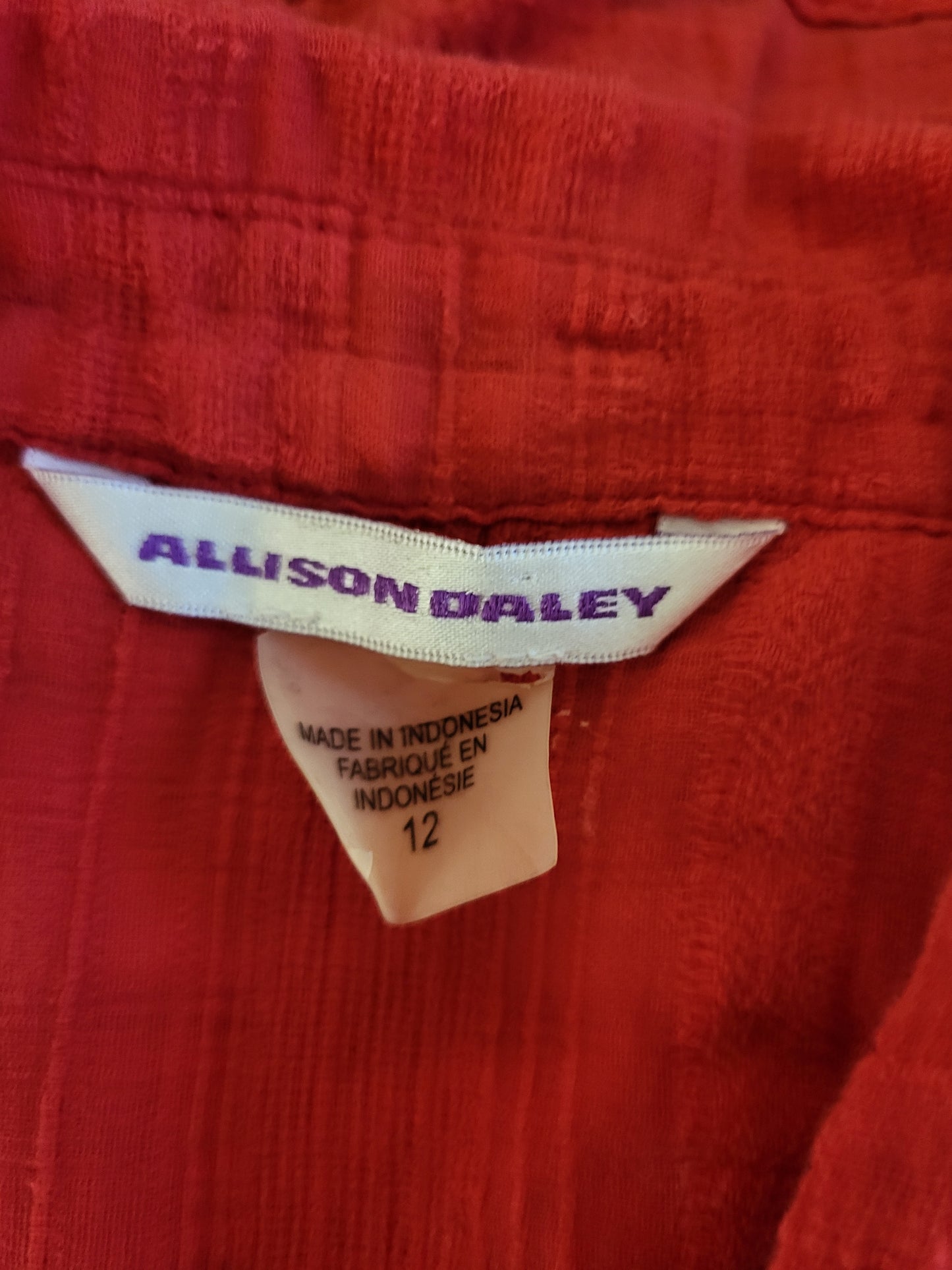 Allison Daley coral-red textured button down blouse | Size 12