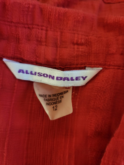 Allison Daley coral-red textured button down blouse | Size 12